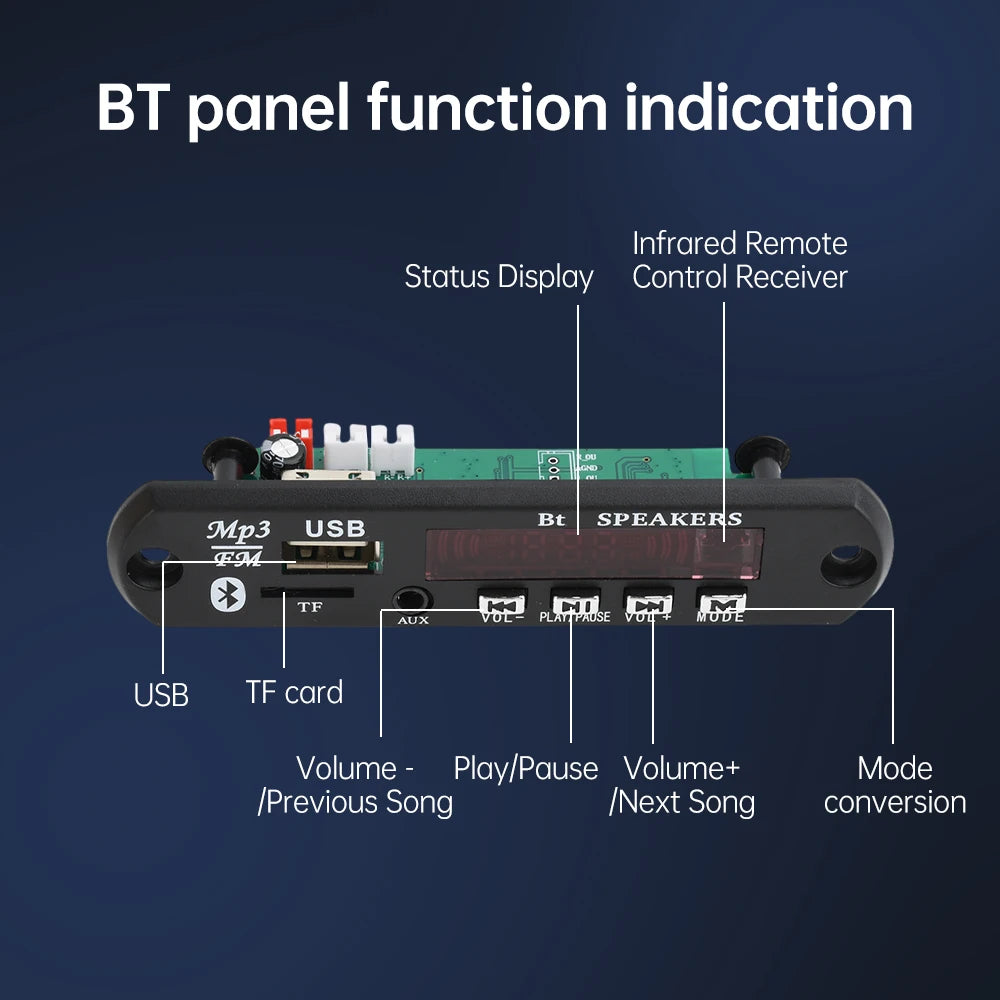 Bluetooth 5.0 Speaker DIY Kit – FM Radio, 12-LED Level Indicator, USB/SD Playback, Remote Control